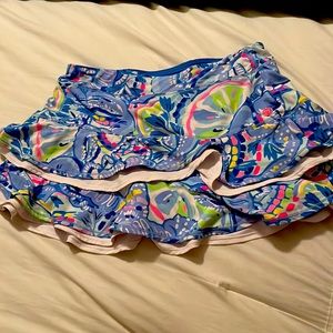 Lilly Pulitzer Blue Peri Pinch Luxletic ruffle skirt M rare